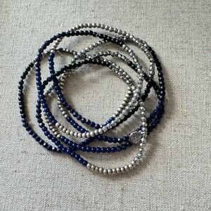 6 pc. Blue Beaded Bracelet Set